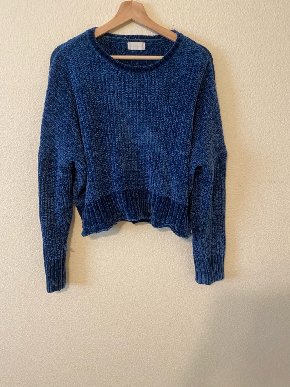Cozy Chenille Crewneck Sweater - Deep Blue